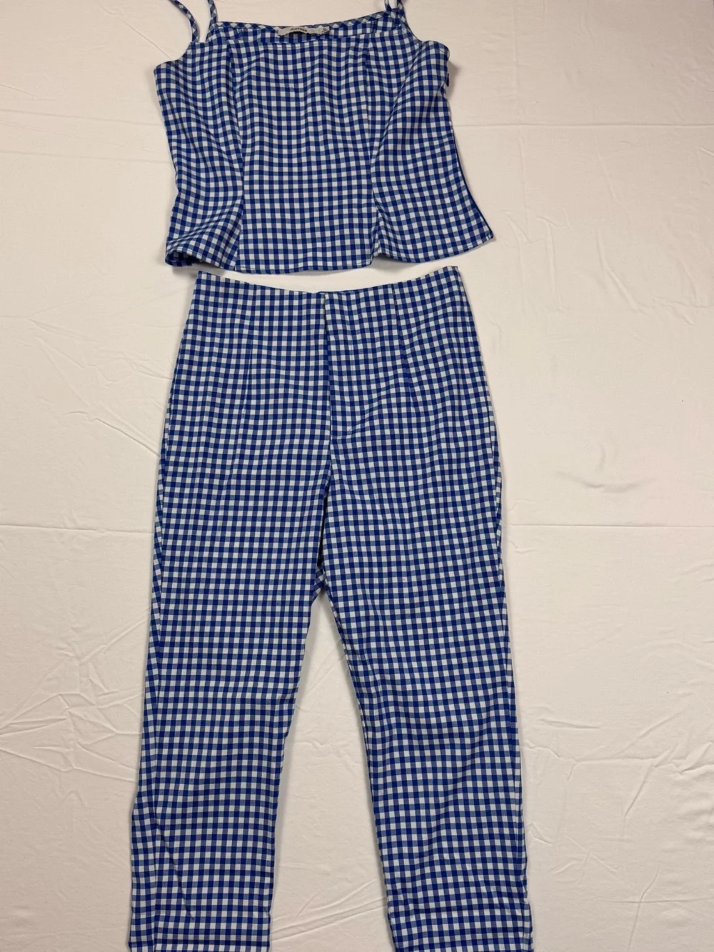 Blue & White Gingham Two-Piece Picnic  Summer Barbie Retro Matching Set Medium